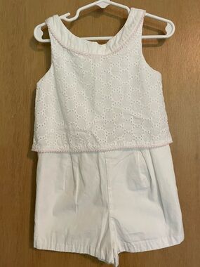 Janie & Jack Girls White Eyelet Romper Island Outing Size 4